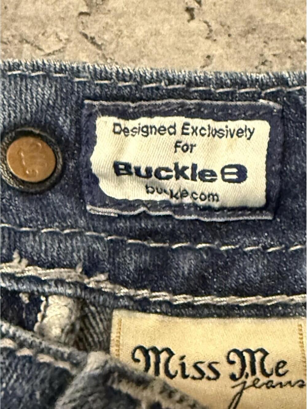 RARE VTG Miss Me Bootcut Jeans Embroidered Rhinestone Blue Western Stretch Women - Picture 12 of 12